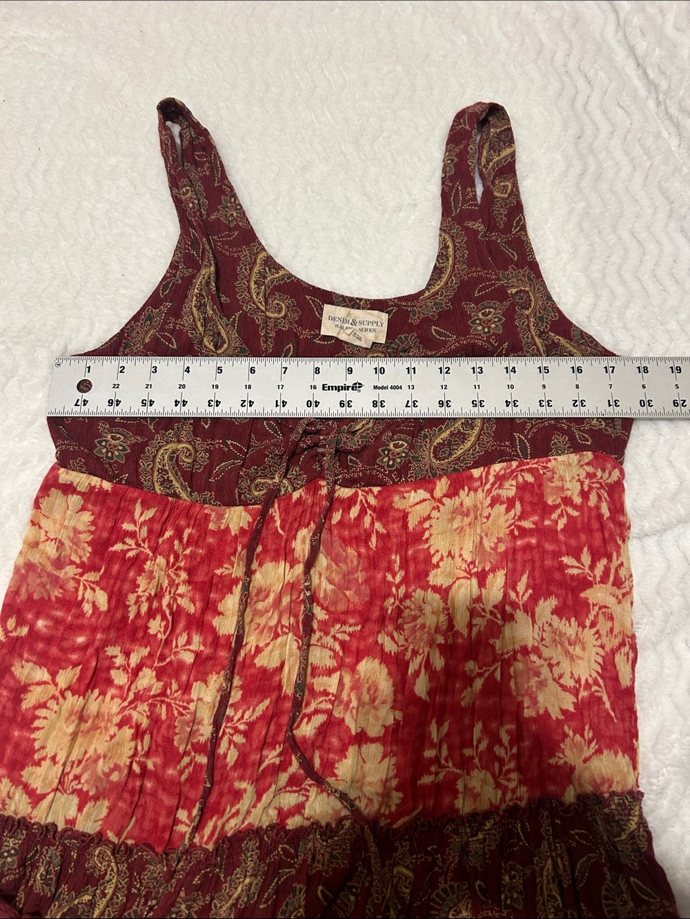 Denim & Supply Ralph Lauren Womens Large Red Multi Tiered Maxi Dress Bohemian - Picture 5 of 8